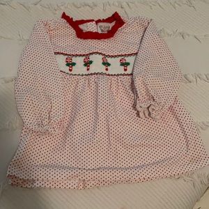 Girls 5t Smocked Christmas Shirt